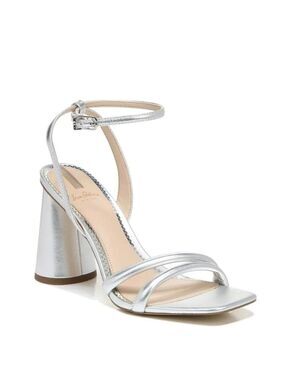 Sam Edelman BNWOT "Kia" Ankle Strap Block Heel Silver Women New
